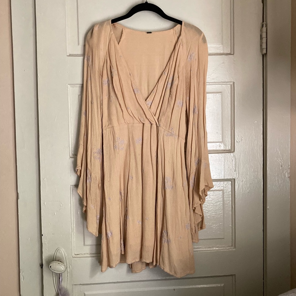 Free People Jasmine Surplice Dress in Almond